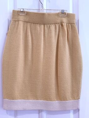St. John Beige Knit Pencil Skirt with Light Hem